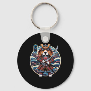 Porte-clés Japonais Samurai Chien Tattoo, Beagle Kawaii Ninja