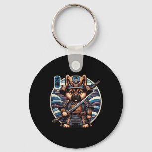 Porte-clés Japonais Samurai Chien Tattoo, berger allemand Kaw