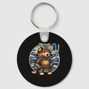 Porte-clés Japonais Samurai Dog Tattoo, Golden Retriever Kawa