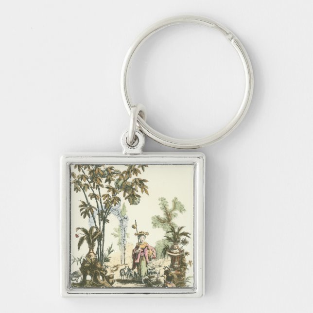 Porte-clés Jardin asiatique avec femme et animaux (Devant)