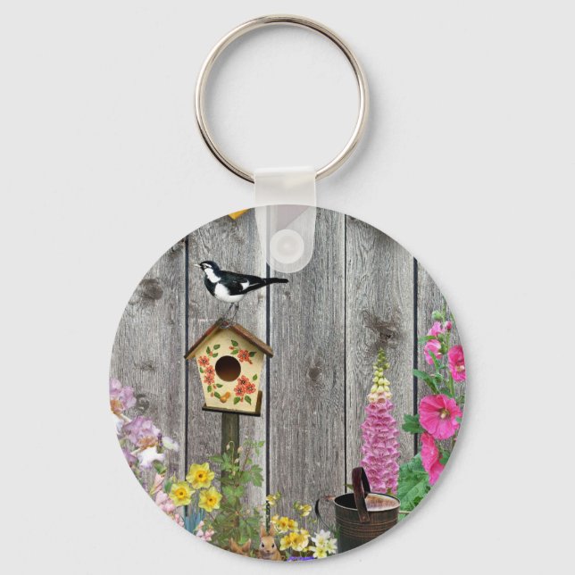 Porte-clés Jardin aux fleurs Birdhouse (Recto)