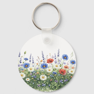 Porte-clés Jardin botanique de fleurs de prairie fleurie