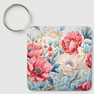 Porte-clés Jardin botanique de fleurs romantiques élégantes
