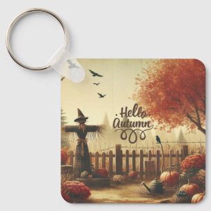 Porte-clés Jardin d'automne et épouvantail