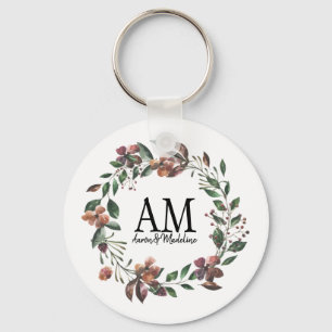 Porte-clés Jardin de Monogramme Floral Personnalisable
