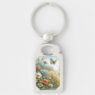 Porte-clés Jardin de papillons de la prairie fleurie