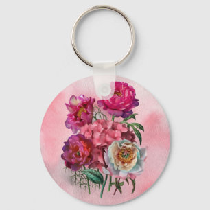 Porte-clés Jardin fleuri romantique