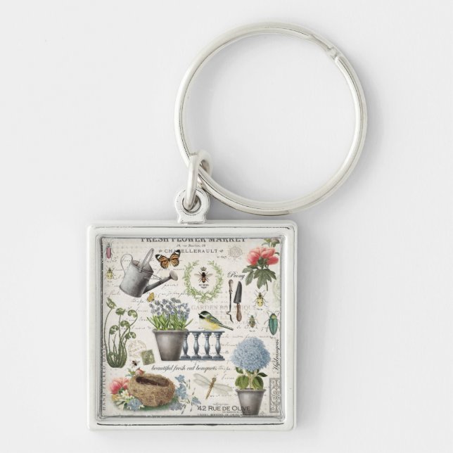 Porte-clés Jardin fleuri Vintage (Devant)
