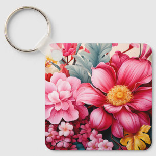 Porte-clés Jardin Floral Tropical Rose Exotique