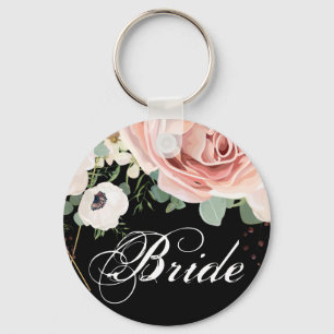 Porte-clés Jardin géométrique Porte - clé de mariée Rose noir