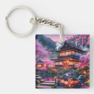 Porte-clés Jardin japonais serein à Twilight Painting