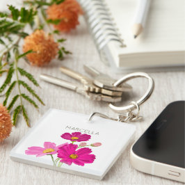 Porte-clés Jardin lumineux coloré Cosmos Fleurs Personnalisée