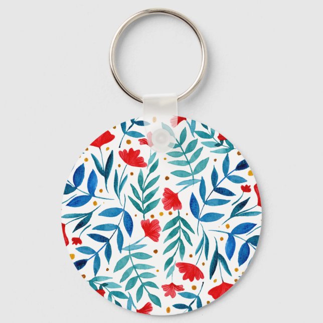 Porte-clés Jardin magique - rouge et turquoise (Recto)