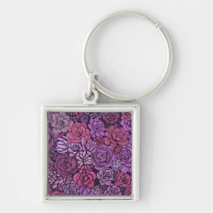 Porte-clés Jardin succulent en rose et violet
