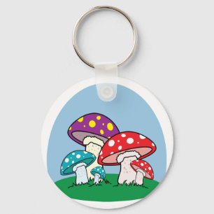 Porte-clés Jardin vibrant de champignons amanites
