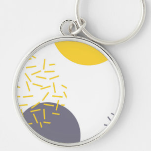 Porte-clés Jaune, cool, moderne, art géométrique tendance