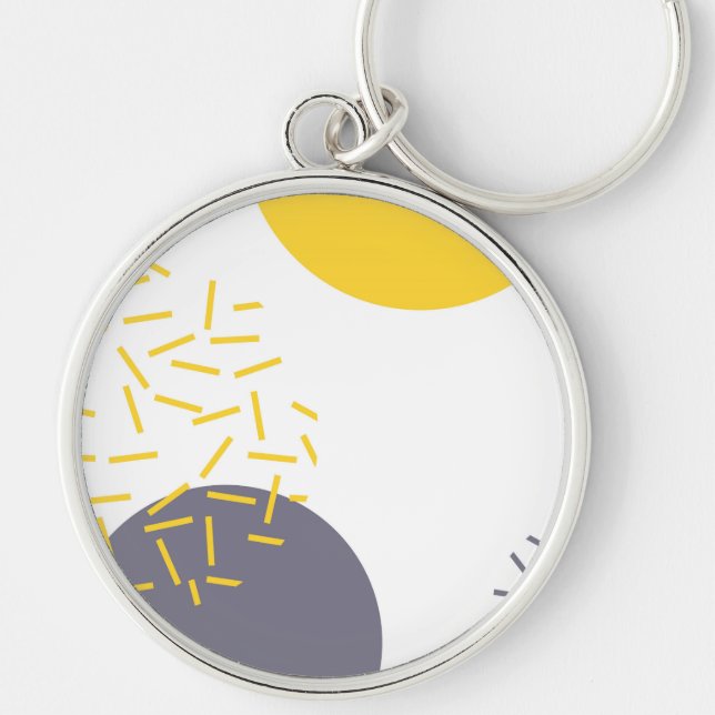 Porte-clés Jaune, cool, moderne, art géométrique tendance (Devant)