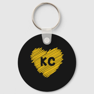 Porte-clés Jaune Kansas City Coeur Amoureux Football KC Mens