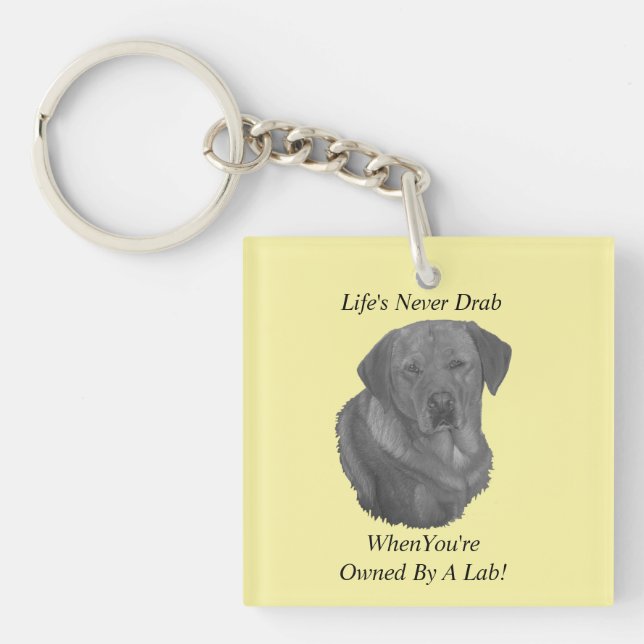 Porte-clés jaune labrador retreiver chien portrait slogan amu (Devant)