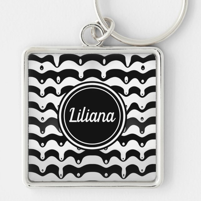 Porte-clés Jazzy Black and White Meling Zebra Stripes (Devant)