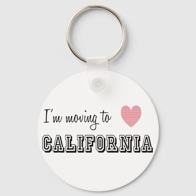 Porte-clés Je déménage en Californie (Recto)