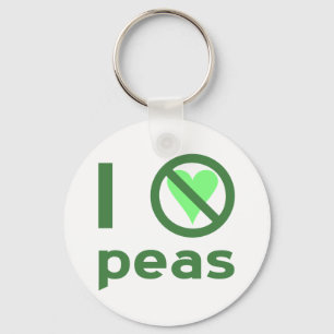 Porte-clés Je déteste les petits pois Texte vert