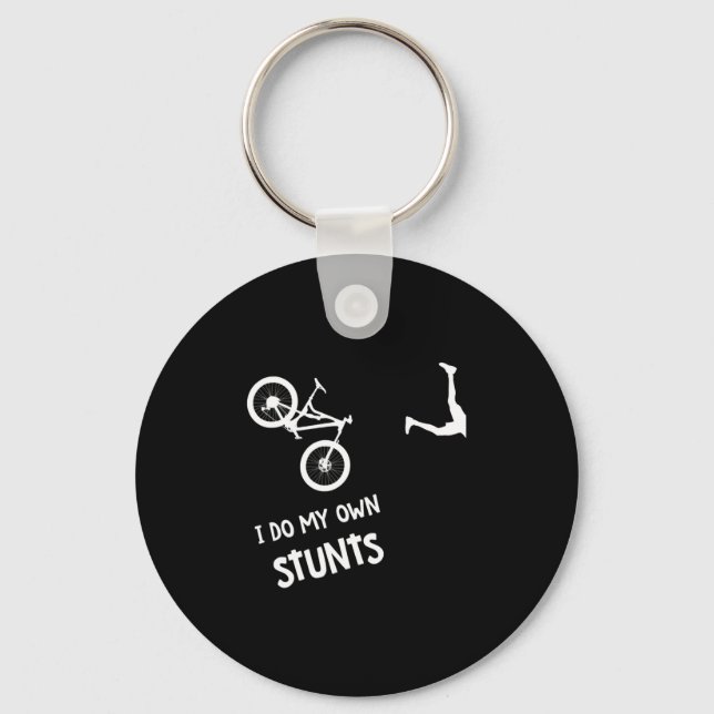 Porte-clés Je Fais Mes Propres Stunts Mountain Bike (Recto)