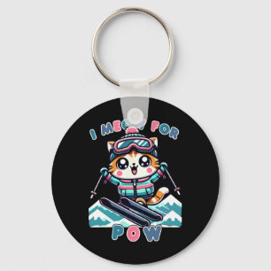Porte-clés Je m'appelle pour Pow Drôle Kawaii Chat Ski Cool A