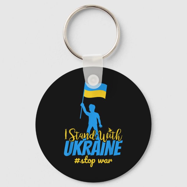Porte-clés Je Me Tiens Avec L'Ukraine Pour Faire La Paix Arrê (Recto)