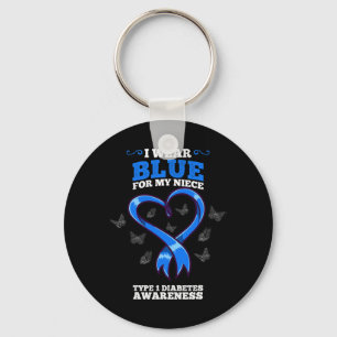 Porte-clés Je Porte Du Bleu Pour Ma Nièce T1D Type 1 Diabète 
