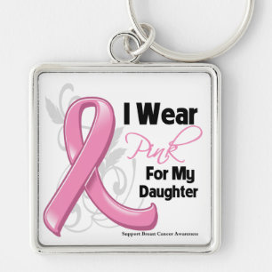 Porte-clés Je Porte Du Rose Pour Ma Fille - Cancer Du Sein