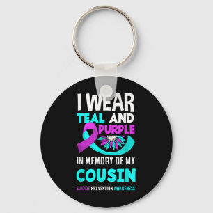 Porte-clés Je Porte Du Sarcelle Et Du Violet Pour La Préventi