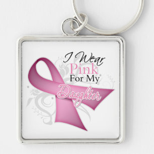 Porte-clés Je porte le rose pour mon cancer du sein de fille