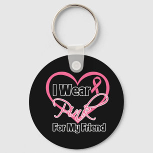 Porte-clés Je Porte Pink Heart Ribbon Friend Breast Cancer du