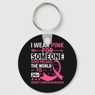 Porte-clés Je Porte Pink Quelqu'Un Qui Veut Dire Le Monde Pou