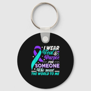Porte-clés Je Porte Turquoise &amp ; Purple Pour Quelqu'Un Qu