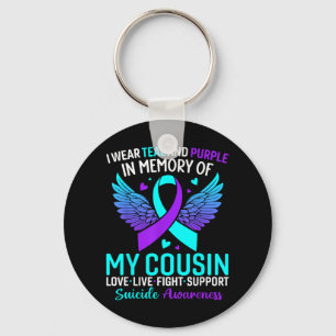 Porte-clés Je Porte Turquoise Et Violet Pour Mon Cousin Suici