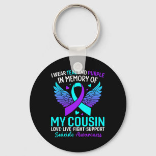Porte-clés Je Porte Turquoise Et Violet Pour Mon Cousin Suici