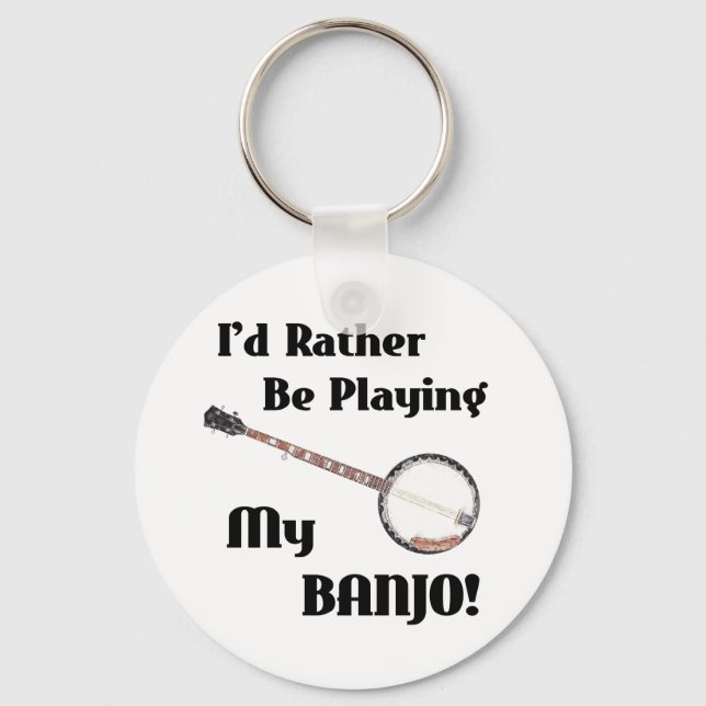 Porte-clés Je préfère jouer à mon banjo (Recto)