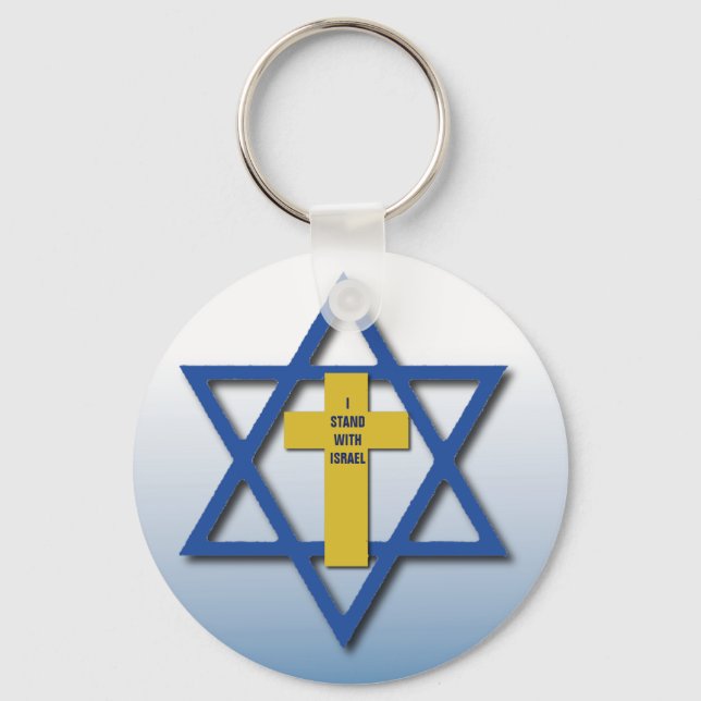 Porte-clés Je suis avec Israël chrétien et juif (Recto)
