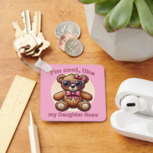 Porte-clés Je suis Cool Teddy Bear avec Pink Bow personnalisa
