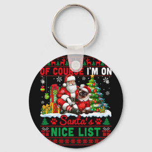 Porte-clés Je suis sur Père Noël Xmas Nice Liste Sweater Père