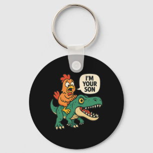 Porte-clés Je suis votre fils, Funny Chicken Riding Dinosaur