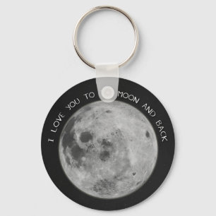 Porte-clés Je t'aime au ciel étoilé de lune et de dos