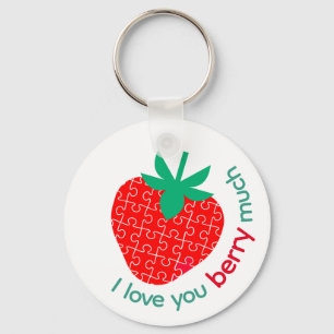 Porte-clés Je T'Aime Berry Beaucoup de Puzzle Fraise