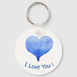Porte-clés Je t'aime Coeur Bleu mignon Saint Valentin