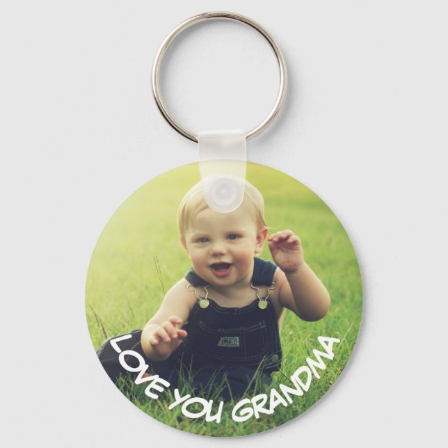 Porte-clés Je t'aime grand-mère, photo de bébé (Recto)
