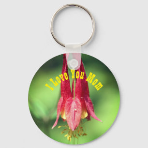 Porte-clés Je t'aime maman fleur de colombine 