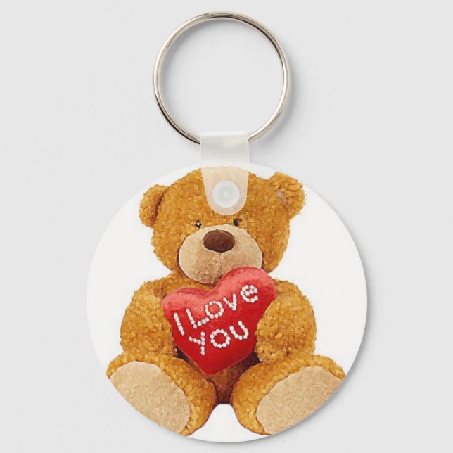 Porte-clés Je t'aime ours en peluche (Recto)