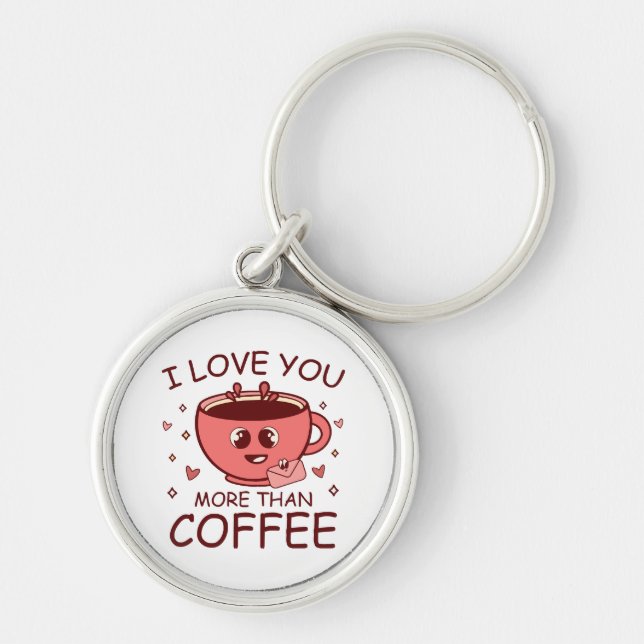 Porte-clés Je t'aime plus que le café (Devant)